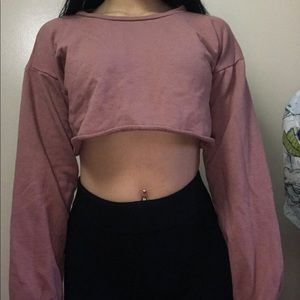 Pink long sleeve crop top